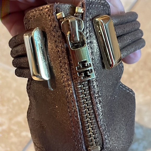 Tory Burch leather Sz 8 metallic bronze gold gladiator high heels pump shoes - Picture 6 of 13